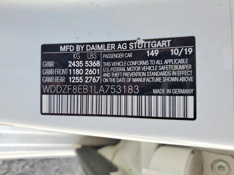 Продаж на аукціоні авто 2020 Mercedes-benz E, vin: WDDZF8EB1LA753183, номер лоту: 65875356