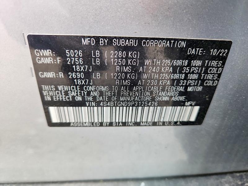 Aukcja sprzedaży 2023 Subaru Outback, vin: 4S4BTGND9P3125426, numer aukcji: 63625056