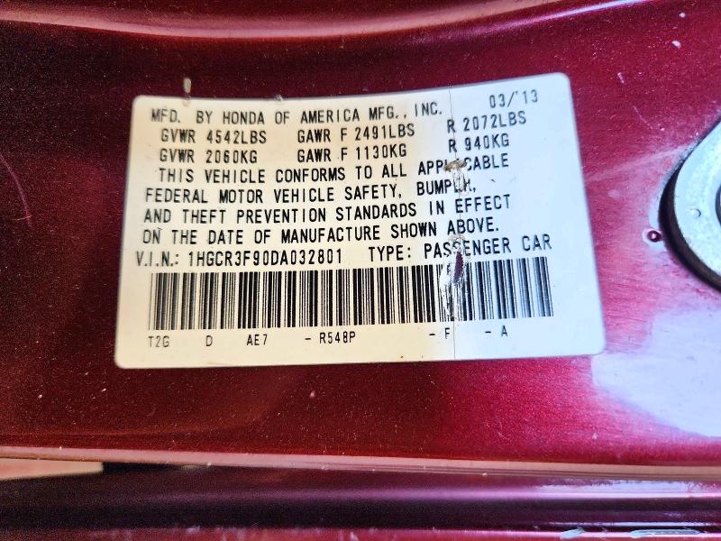 Aukcja sprzedaży 2013 Honda Accord, vin: 1HGCR3F90DA032801, numer aukcji: 67178906