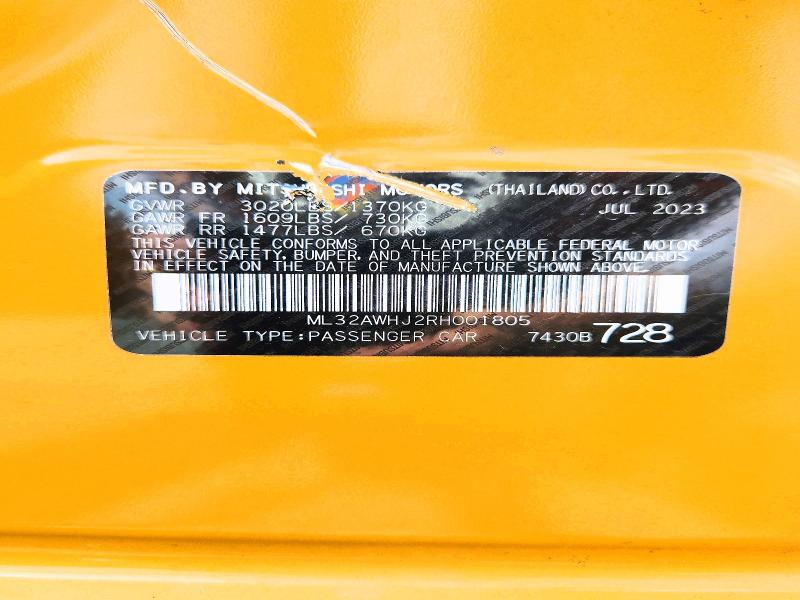 Продаж на аукціоні авто 2024 Mitsubishi Mirage, vin: ML32AWHJ2RH001805, номер лоту: 65398536