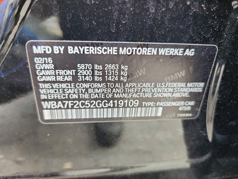 Aukcja sprzedaży 2016 Bmw 750, vin: WBA7F2C52GG419109, numer aukcji: 63869416