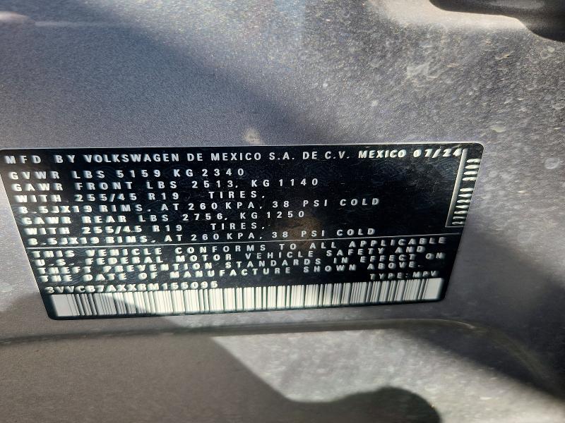 2024 Volkswagen Tiguan მანქანა იყიდება აუქციონზე, vin: 3VVCB7AXXRM155095, აუქციონის ნომერი: 63789176
