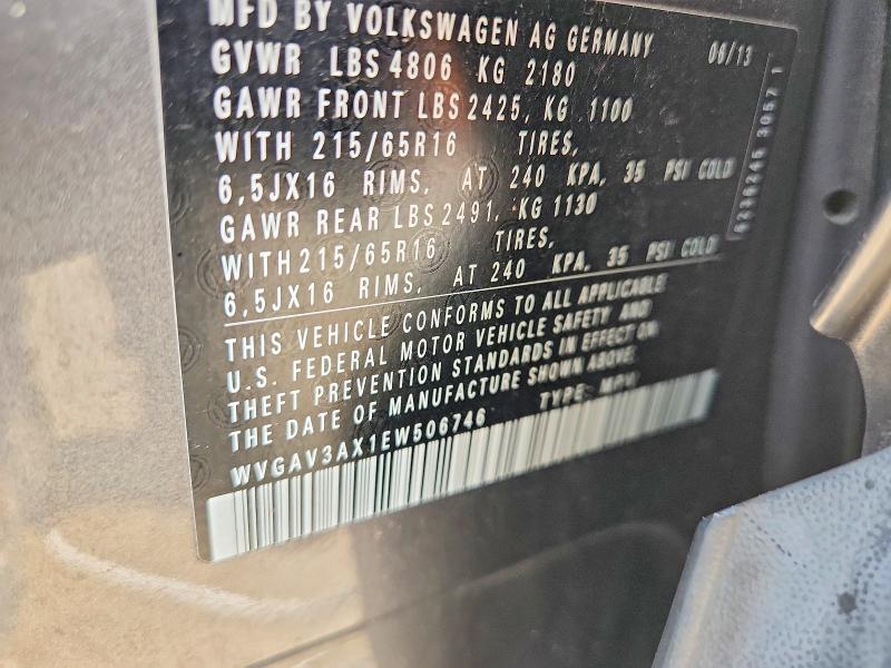 Aukcja sprzedaży 2014 Volkswagen Tiguan, vin: WVGAV3AX1EW506746, numer aukcji: 66752536