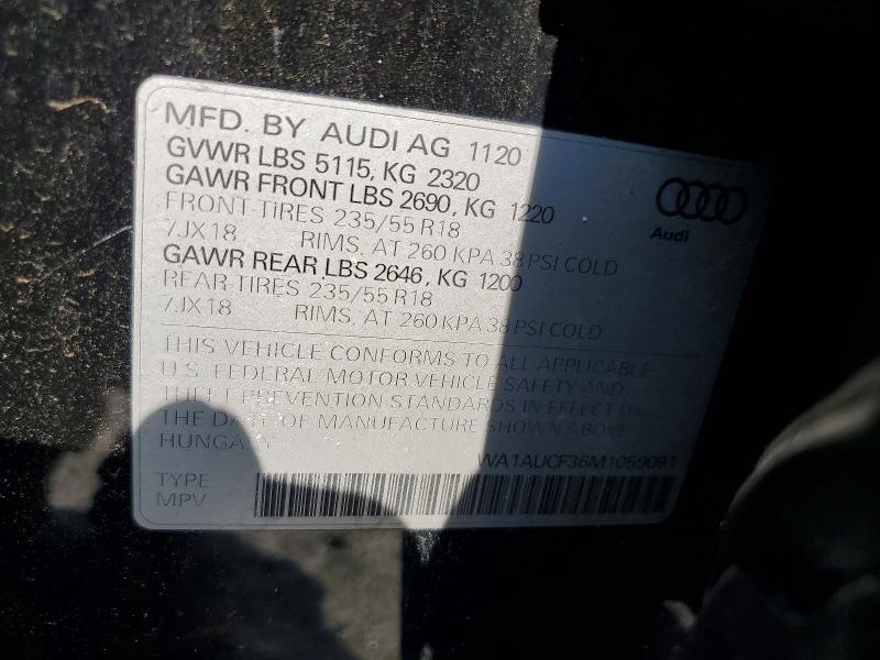 2021 Audi Q3 მანქანა იყიდება აუქციონზე, vin: WA1AUCF36M1059091, აუქციონის ნომერი: 64550036