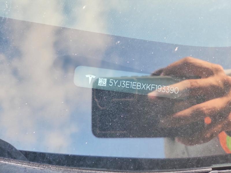 2019 Tesla Model 3 მანქანა იყიდება აუქციონზე, vin: 5YJ3E1EBXKF193390, აუქციონის ნომერი: 64244396