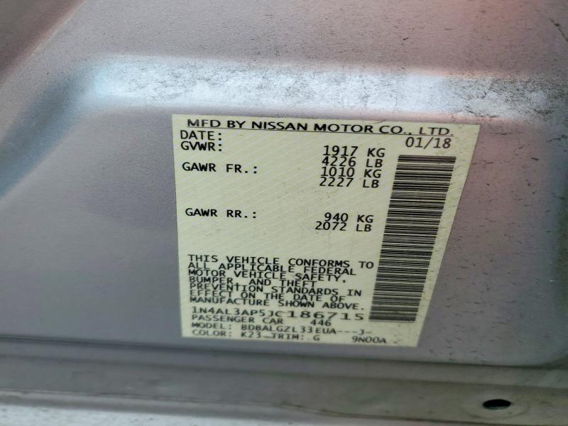 Aukcja sprzedaży 2018 Nissan Altima, vin: 1N4AL3AP5JC186715, numer aukcji: 63435246