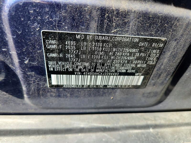 Aukcja sprzedaży 2018 Subaru Outback, vin: 4S4BSAHCXJ3294493, numer aukcji: 64786806