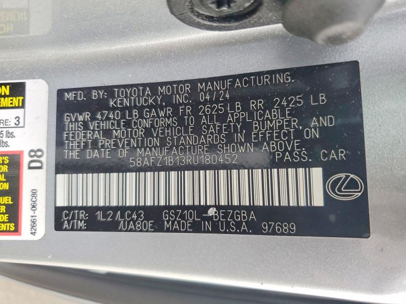 Aukcja sprzedaży 2024 Lexus Es 350, vin: 58AFZ1B13RU180452, numer aukcji: 64018386