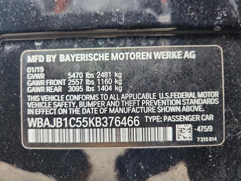 Aukcja sprzedaży 2019 Bmw 530xe, vin: WBAJB1C55KB376466, numer aukcji: 65560796