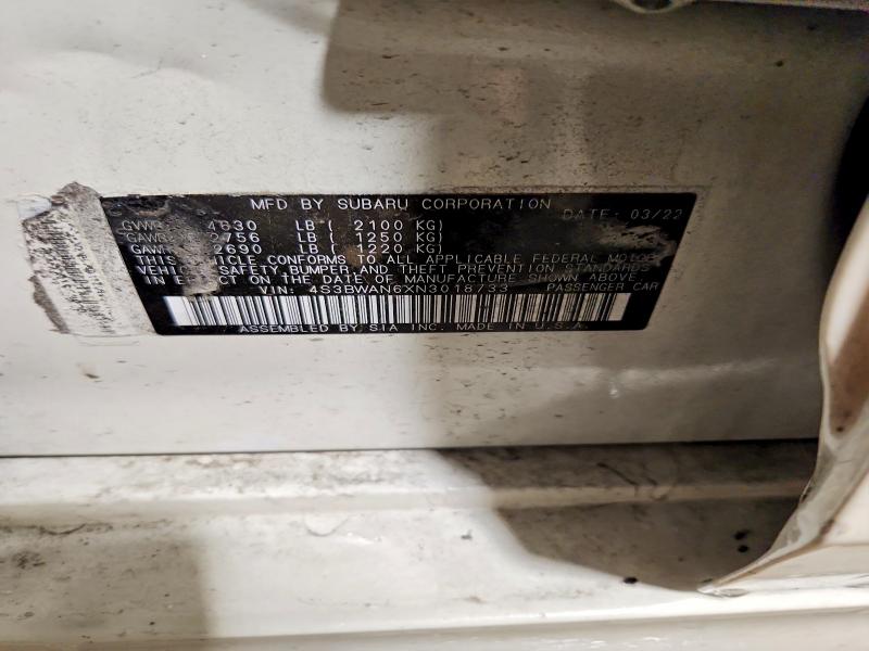 Продаж на аукціоні авто 2022 Subaru Legacy, vin: 4S3BWAN6XN3018733, номер лоту: 64095746