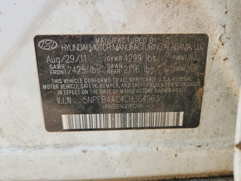 Продаж на аукціоні авто 2012 Hyundai Sonata, vin: 5NPEB4AC4CH364963, номер лоту: 64420016
