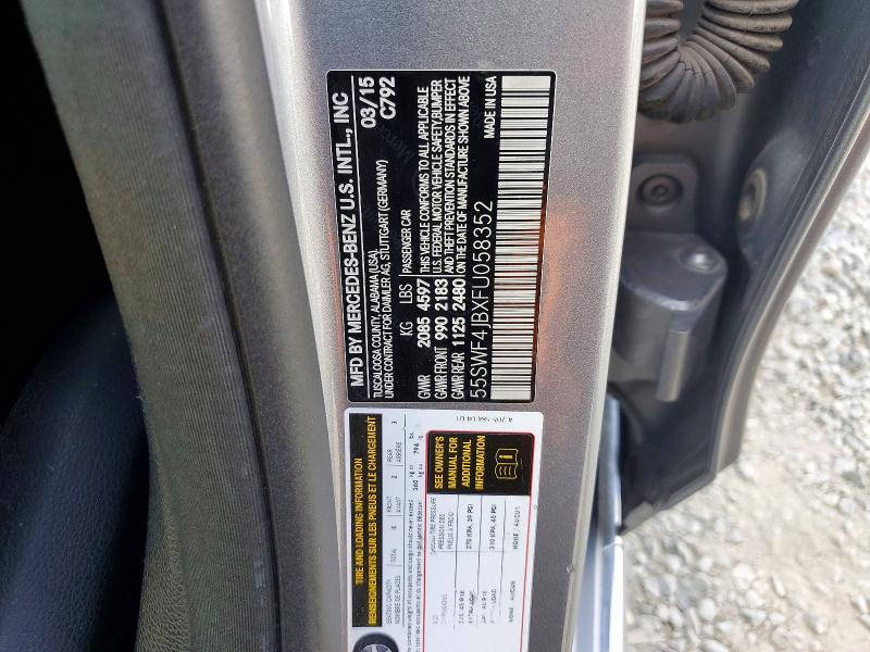 Aukcja sprzedaży 2015 Mercedes-benz C, vin: 55SWF4JBXFU058352, numer aukcji: 65917476