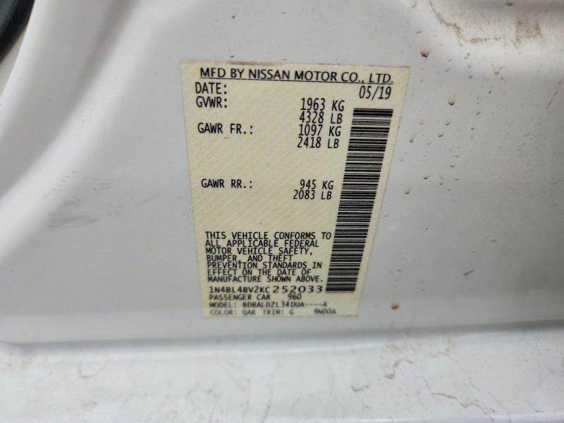 Продажа на аукционе авто 2019 Nissan Altima, vin: 1N4BL4BV2KC252033, номер лота: 64008716