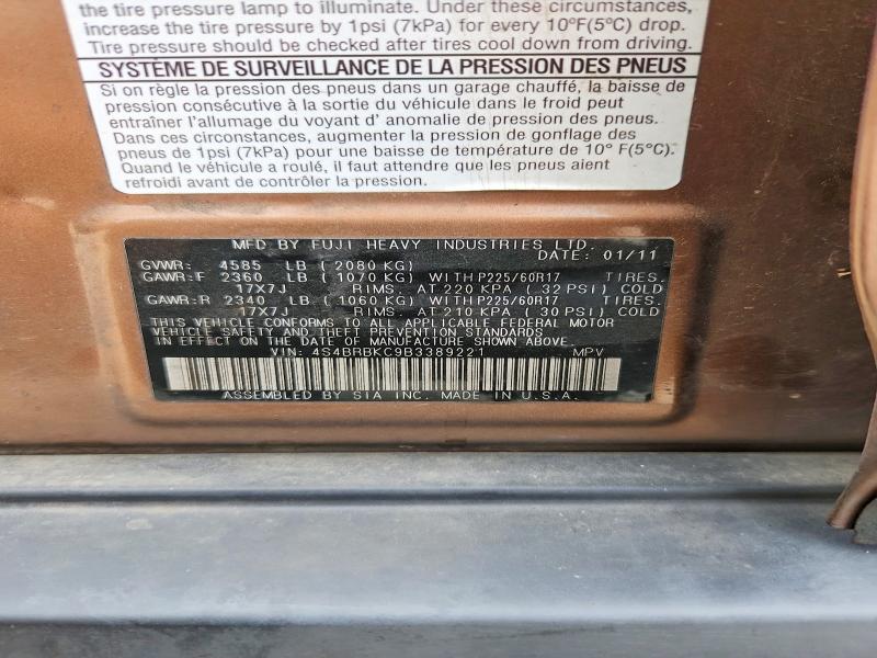Продажа на аукционе авто 2011 Subaru Outback, vin: 4S4BRBKC9B3389221, номер лота: 67002456