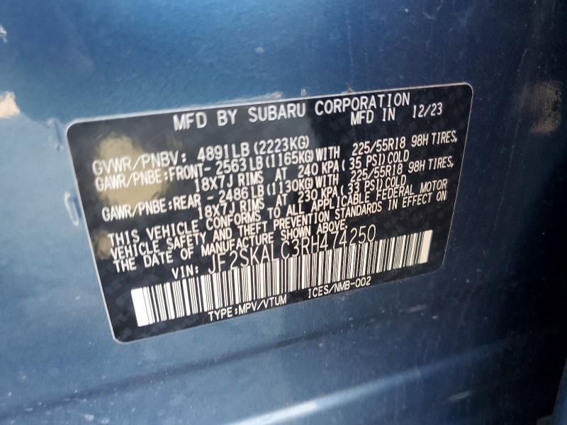 Продаж на аукціоні авто 2024 Subaru Forester, vin: JF2SKALC3RH474250, номер лоту: 64491656