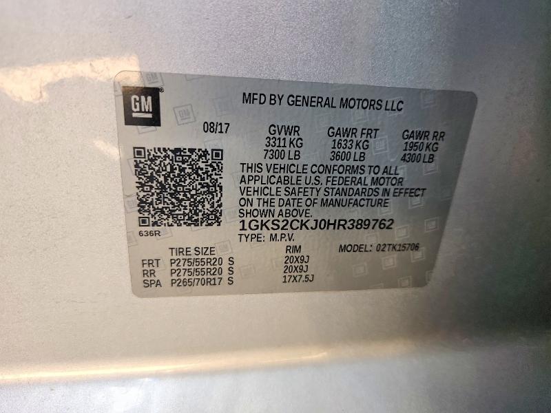 Продажа на аукционе авто 2017 Gmc Yukon, vin: 1GKS2CKJ0HR389762, номер лота: 67282086