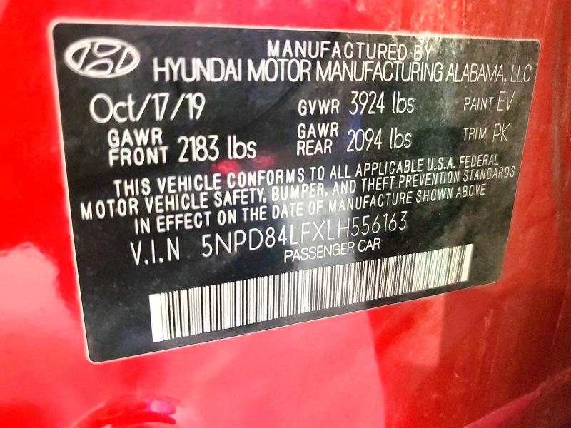 2020 Hyundai Elantra მანქანა იყიდება აუქციონზე, vin: 5NPD84LFXLH556163, აუქციონის ნომერი: 63804206