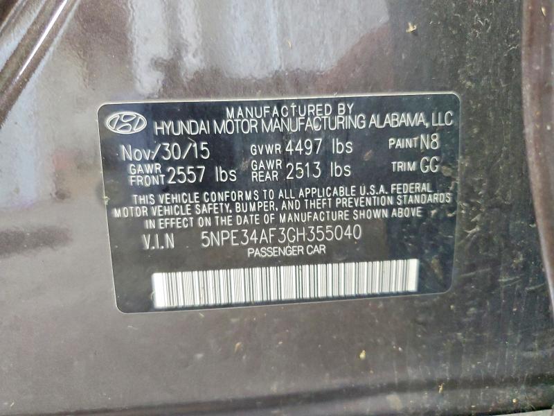 64087196 :رقم المزاد ، 5NPE34AF3GH355040 vin ، 2016 Hyundai Sonata مزاد بيع