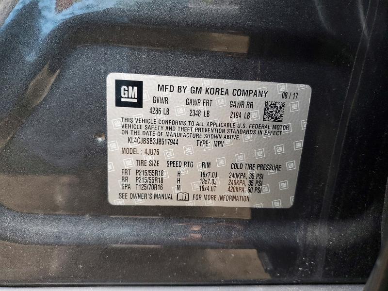 67322356 :رقم المزاد ، KL4CJBSB3JB517944 vin ، 2018 Buick Encore مزاد بيع