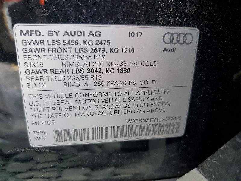 Продажа на аукционе авто 2018 Audi Q5, vin: WA1BNAFY1J2077022, номер лота: 64897486