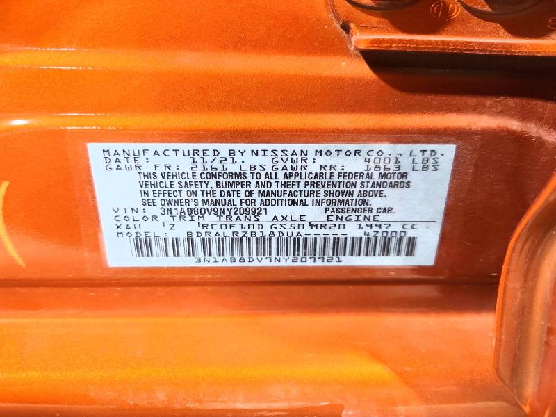 Aukcja sprzedaży 2022 Nissan Sentra, vin: 3N1AB8DV9NY209921, numer aukcji: 65596406