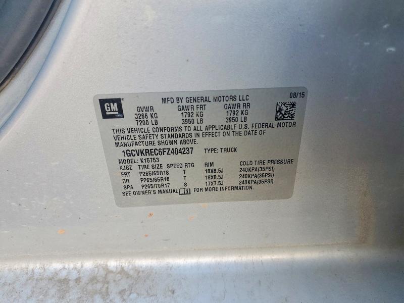 Aukcja sprzedaży 2015 Chevrolet Silverado, vin: 1GCVKREC6FZ404237, numer aukcji: 65816756