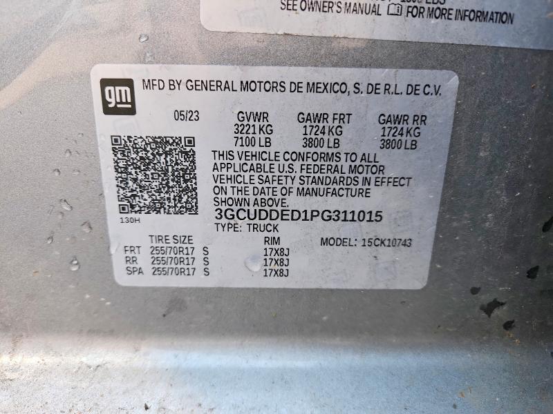 62979646 :رقم المزاد ، 3GCUDDED1PG311015 vin ، 2023 Chevrolet Silverado مزاد بيع