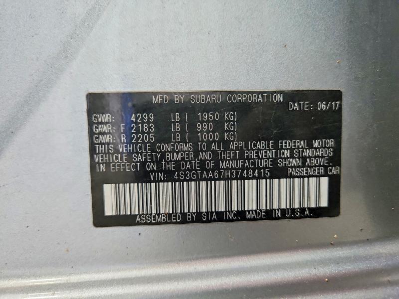 Aukcja sprzedaży 2017 Subaru Impreza, vin: 4S3GTAA67H3748415, numer aukcji: 66531486