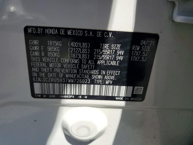 Aukcja sprzedaży 2021 Honda Hr-v, vin: 3CZRU5H37MM726023, numer aukcji: 66298416