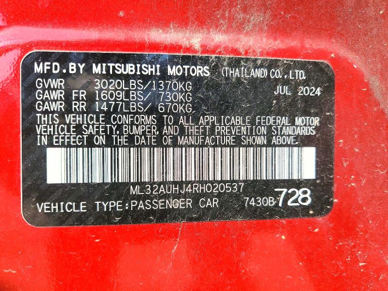 Продажа на аукционе авто 2024 Mitsubishi Mirage, vin: ML32AUHJ4RH020537, номер лота: 64446006