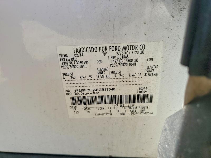 Продаж на аукціоні авто 2014 Ford Explorer, vin: 1FM5K7F86EGB87048, номер лоту: 65538026