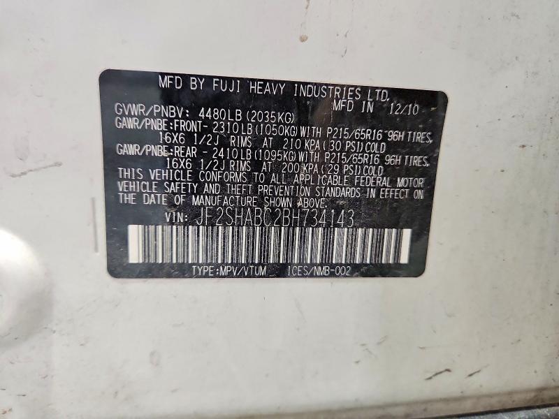 66935526 :رقم المزاد ، JF2SHABC2BH734143 vin ، 2011 Subaru Forester مزاد بيع