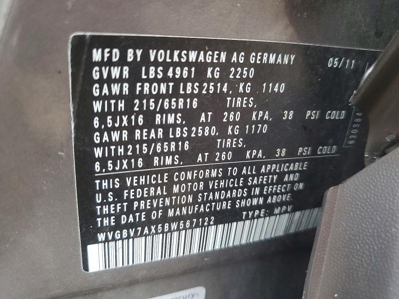 Aukcja sprzedaży 2011 Volkswagen Tiguan, vin: WVGBV7AX5BW567122, numer aukcji: 63413876