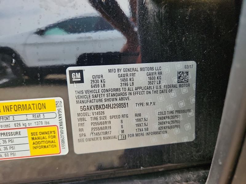 Продажа на аукционе авто 2017 Buick Enclave, vin: 5GAKVBKD4HJ298551, номер лота: 64106576
