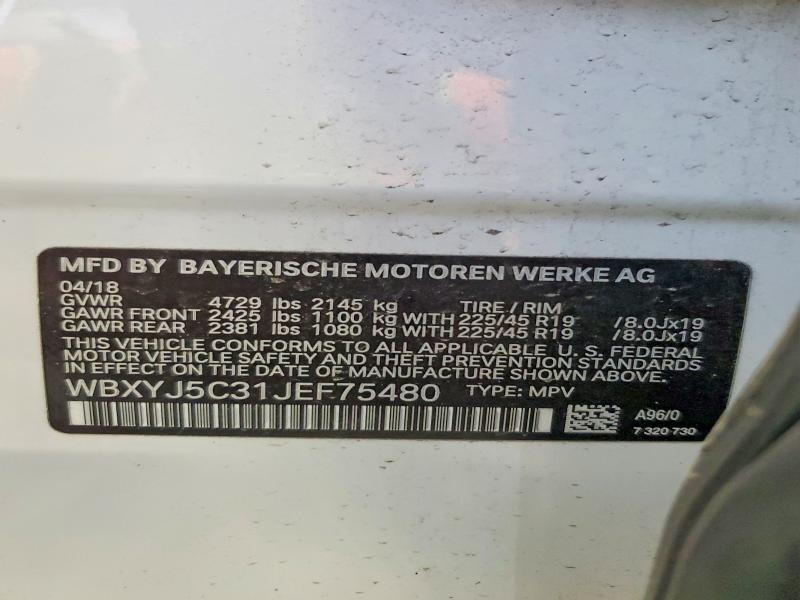 2018 Bmw X2 მანქანა იყიდება აუქციონზე, vin: WBXYJ5C31JEF75480, აუქციონის ნომერი: 64667796