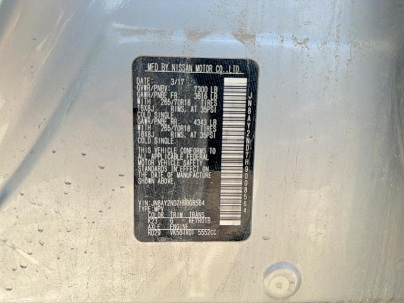 Продажа на аукционе авто 2017 Nissan Armada, vin: JN8AY2ND7H9008564, номер лота: 65722766