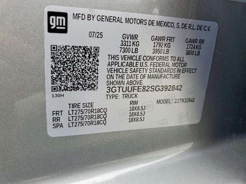 Продаж на аукціоні авто 2025 Gmc Sierra, vin: 3GTUUFE82SG392842, номер лоту: 64649656
