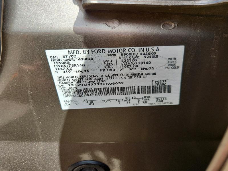Продаж на аукціоні авто 2003 Ford Excursion, vin: 1FMNU43S93EA06039, номер лоту: 66495376