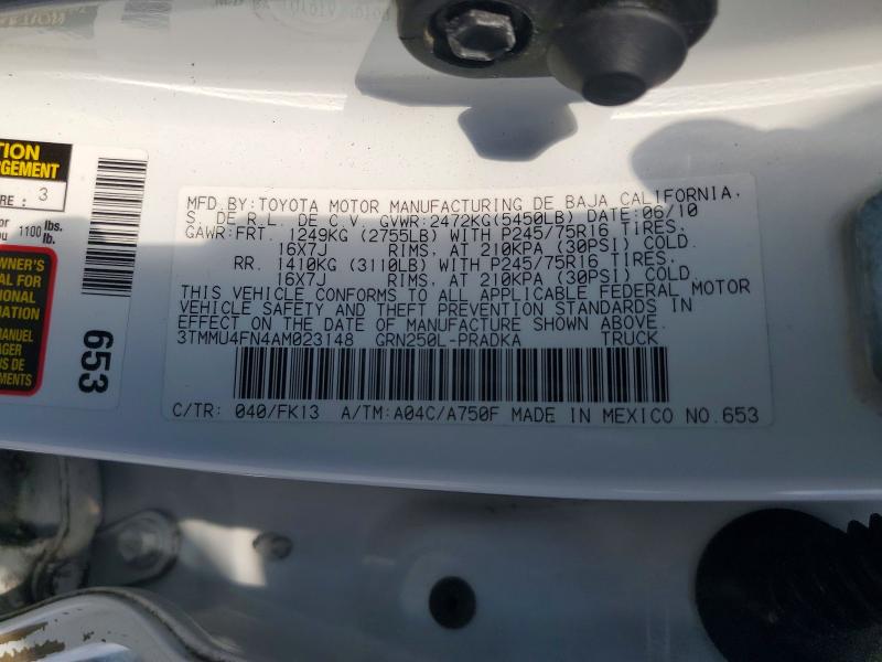64605996 :رقم المزاد ، 3TMMU4FN4AM023148 vin ، 2010 Toyota Tacoma مزاد بيع