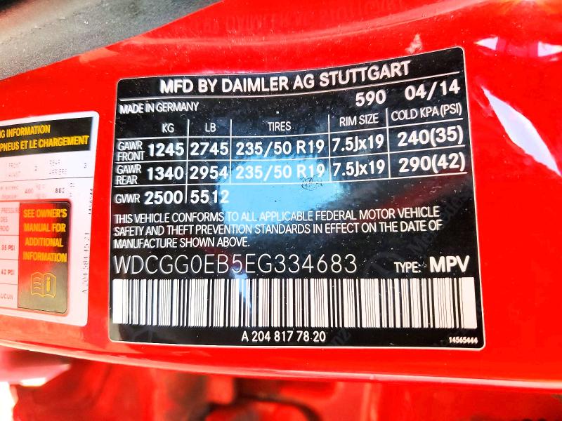 2014 Mercedes-benz Glk მანქანა იყიდება აუქციონზე, vin: WDCGG0EB5EG334683, აუქციონის ნომერი: 63843396