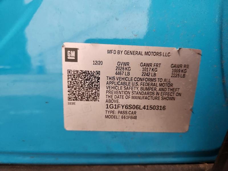 Aukcja sprzedaży 2020 Chevrolet Bolt Ev, vin: 1G1FY6S06L4150316, numer aukcji: 63180096