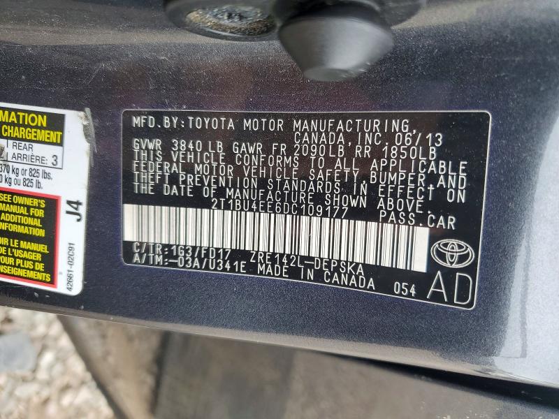 2013 Toyota Corolla მანქანა იყიდება აუქციონზე, vin: 2T1BU4EE6DC109177, აუქციონის ნომერი: 64585146