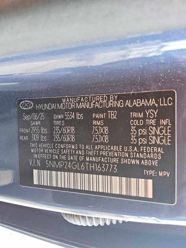 64283116 :رقم المزاد ، 5NMP24GL6TH163773 vin ، 2026 Hyundai Santa Fe مزاد بيع