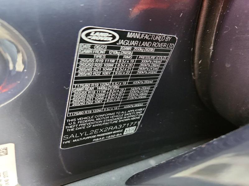 2024 Land Rover Range Rover Velar მანქანა იყიდება აუქციონზე, vin: SALYL2EX2RA371771, აუქციონის ნომერი: 63646606
