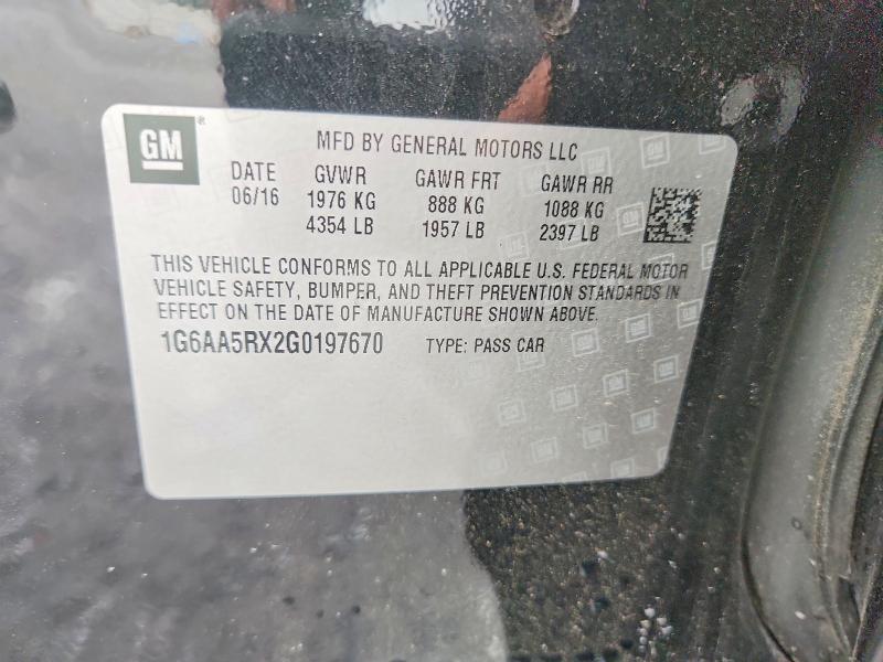 63364606 :رقم المزاد ، 1G6AA5RX2G0197670 vin ، 2016 Cadillac Ats مزاد بيع