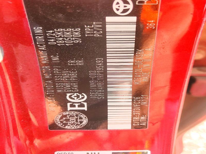 63071296 :رقم المزاد ، 5YFB4MBE1RP195493 vin ، 2024 Toyota Corolla مزاد بيع