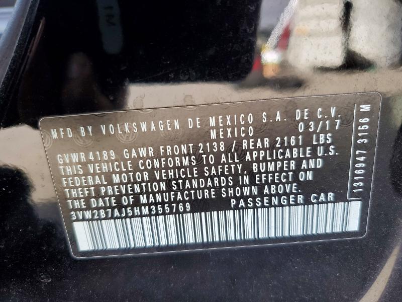 Aukcja sprzedaży 2017 Volkswagen Jetta, vin: 3VW2B7AJ5HM355769, numer aukcji: 64323176