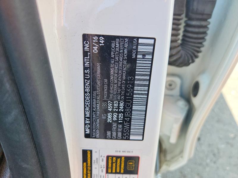 Aukcja sprzedaży 2016 Mercedes-benz C, vin: 55SWF4JB8GU156913, numer aukcji: 63849536