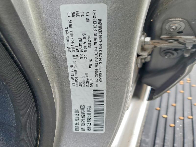 2022 Ram 1500 მანქანა იყიდება აუქციონზე, vin: 1C6SRFHT2NN308062, აუქციონის ნომერი: 65940686