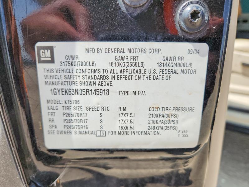 2005 Cadillac Escalade მანქანა იყიდება აუქციონზე, vin: 1GYEK63N05R145918, აუქციონის ნომერი: 63813976